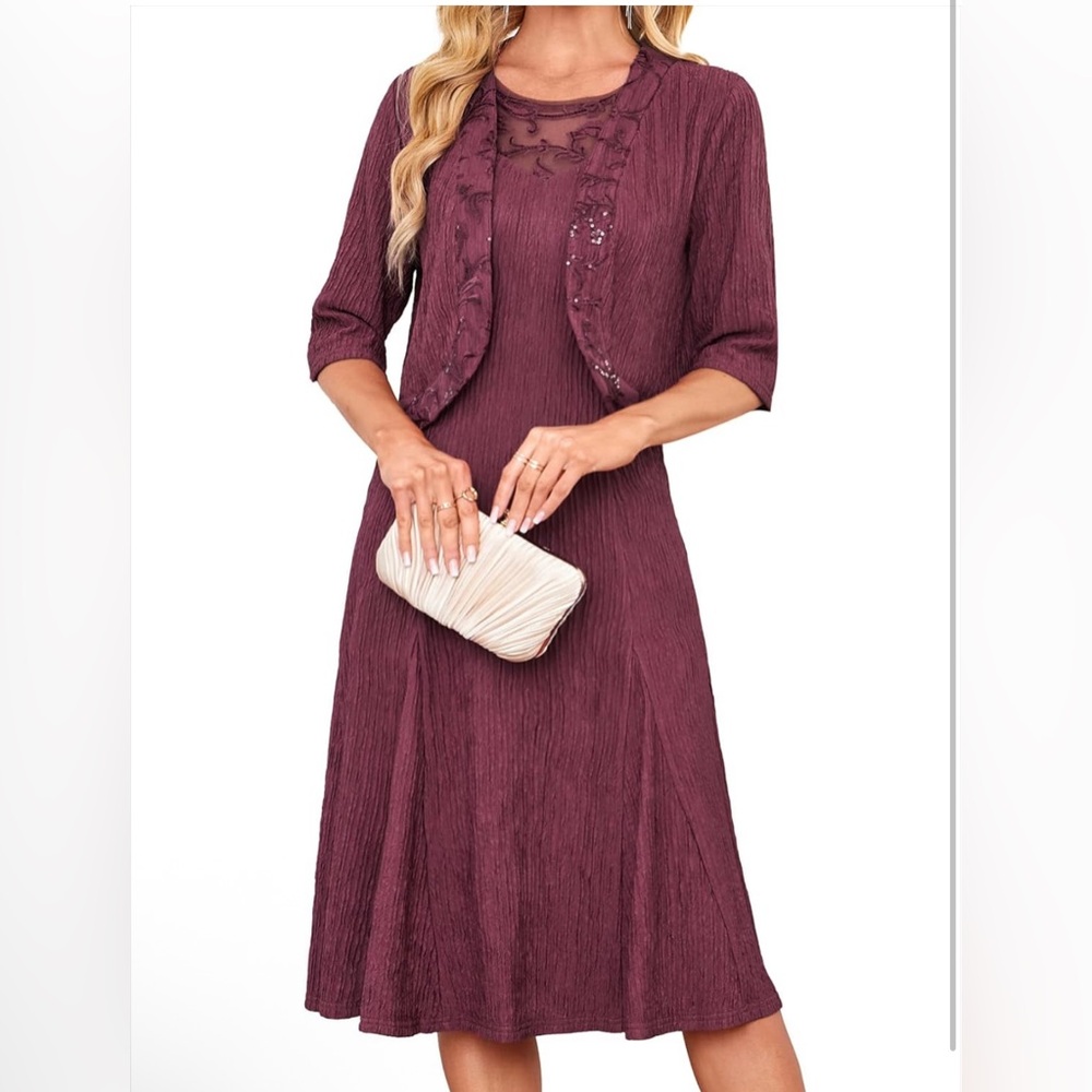 NWT Cocktail Evening Dresse for Women, Lace Sequins Midi Dresses with Jackets